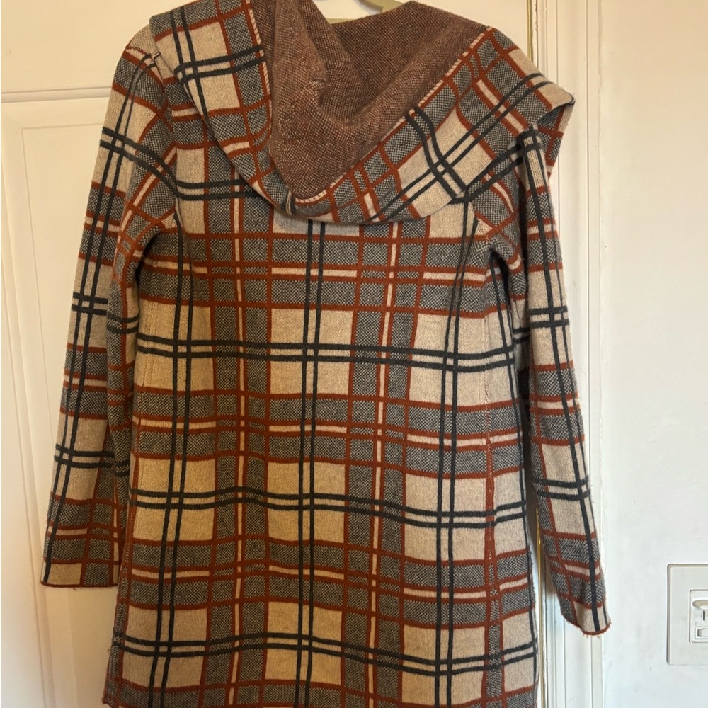 Plaid Hooded Cardigan